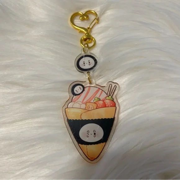 Cute No Face Dessert Keychain with Heart Clip - Picture 2 of 2